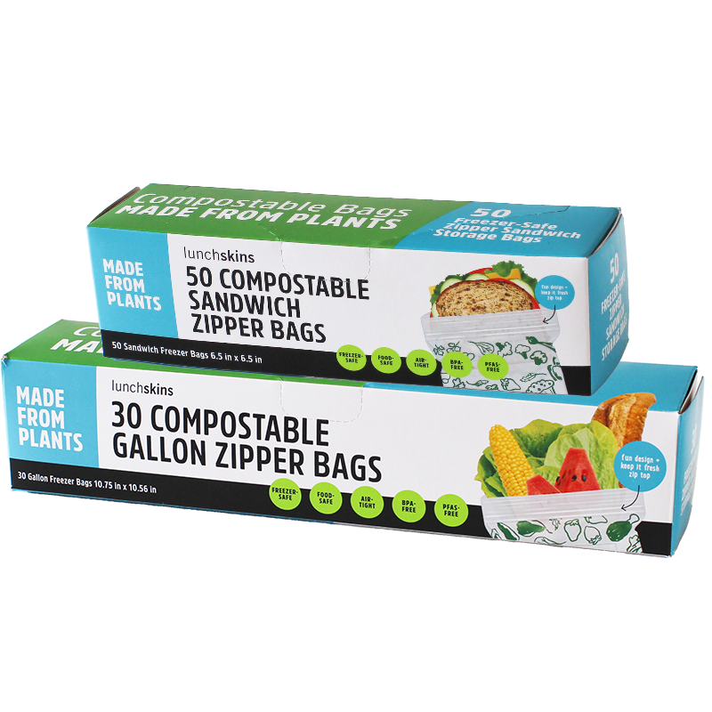 Ziptop Compostable Freezer-Safe Food Storage Bag Bundle (1 Gallon + 1 Sandwich)