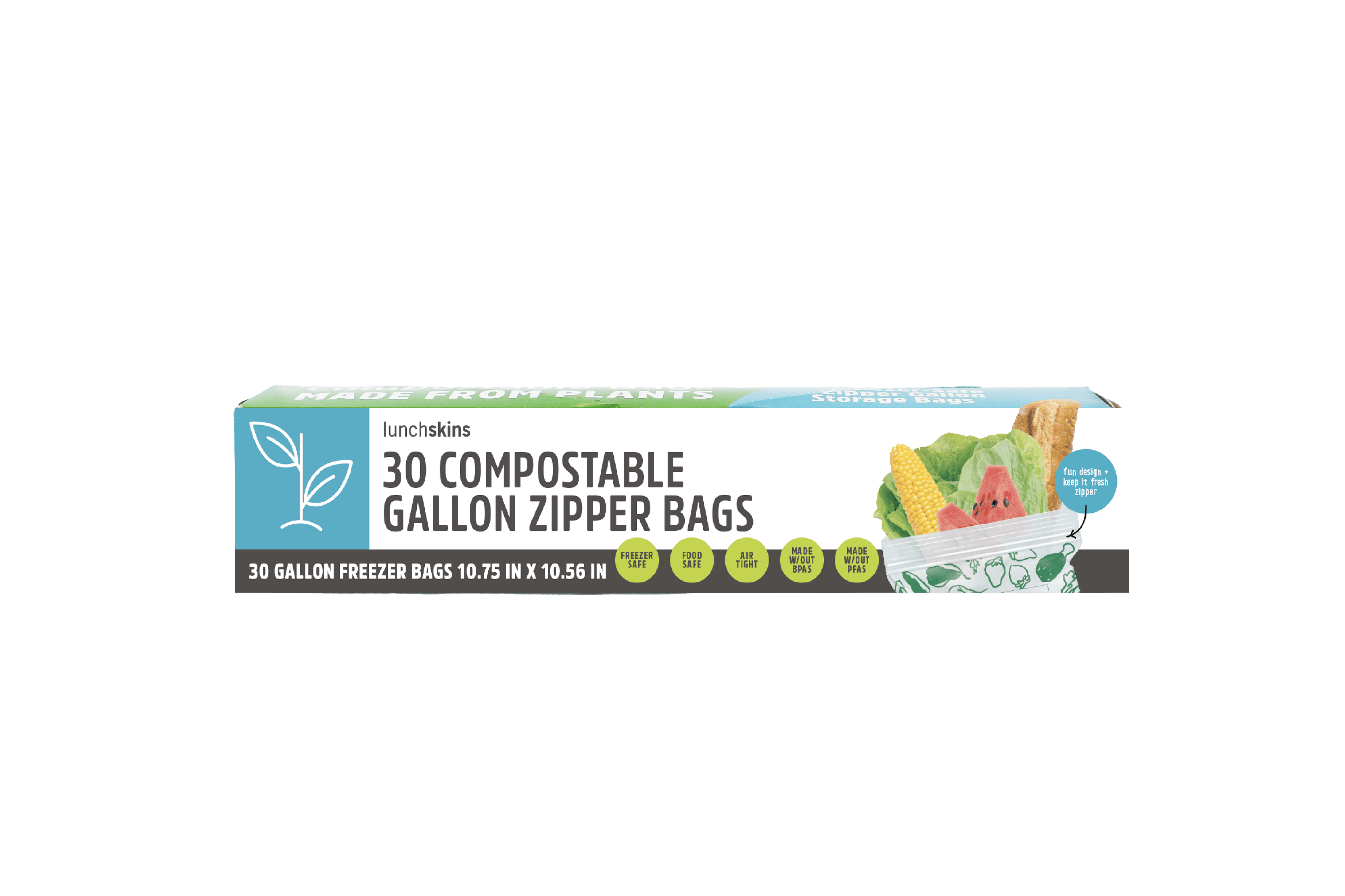 Ziptop Compostable Freezer-Safe Gallon Storage Bags - Lunchskins