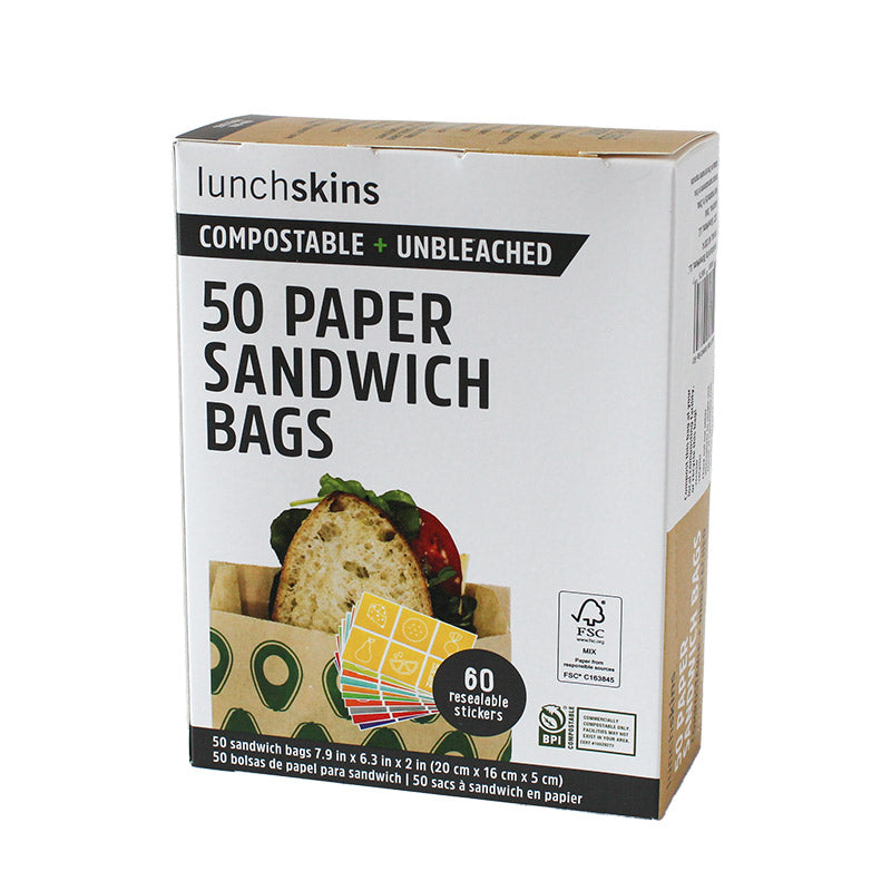 Lunchskins Sandwich Bags, Paper, Avocado - 50 bags